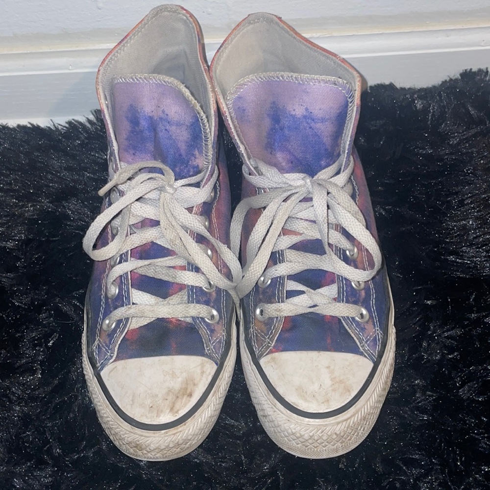 pink and blue sky converse high tops